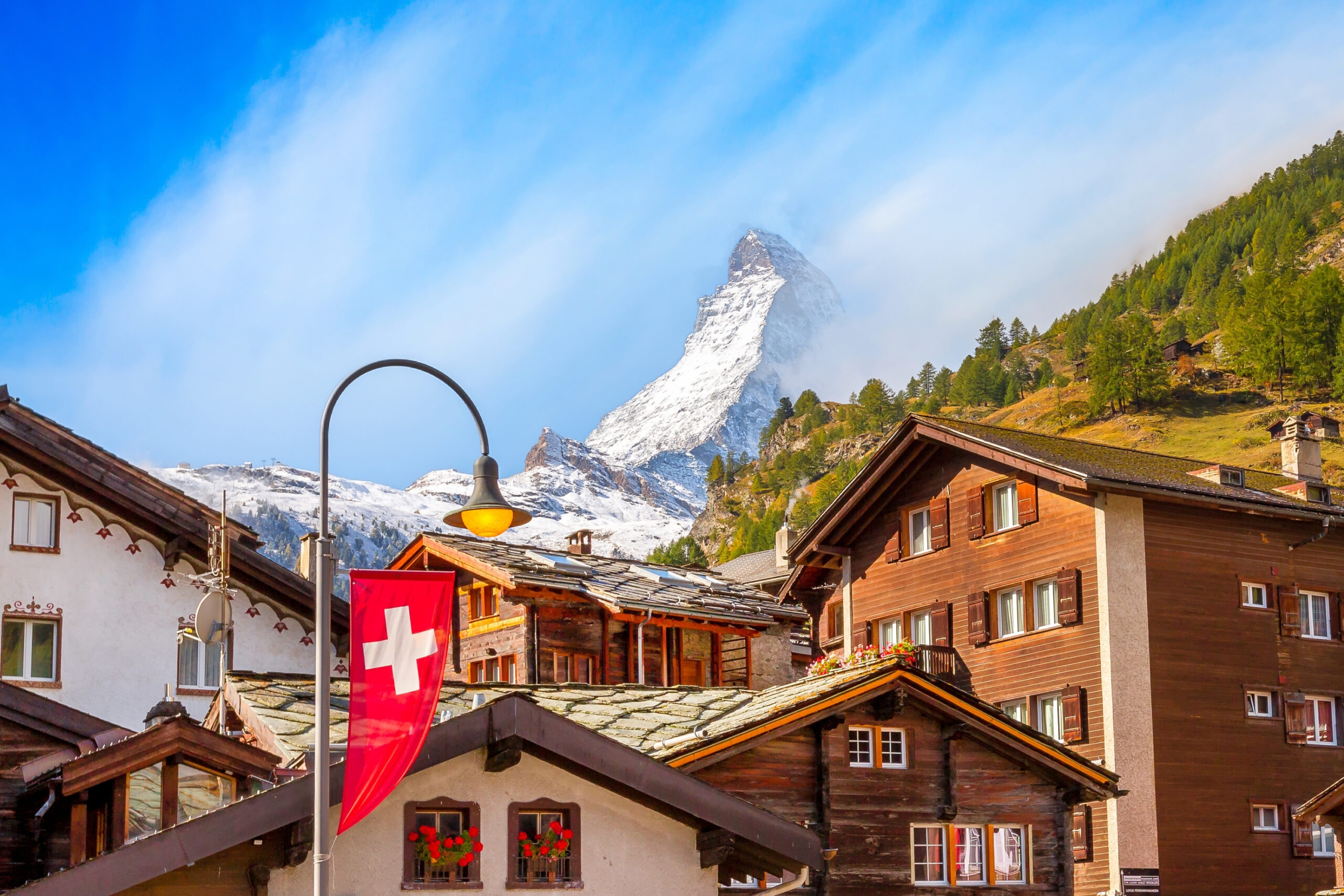 Lump Sum and Annuity | Swiss 2nd Pillar blog photo of view of the matterhorn from zermatt town